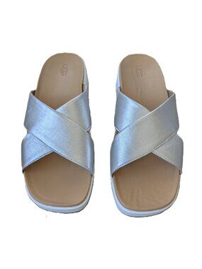 UGG Emily Metallic Cross-Strap Slide Sandals | Size 10 | New With Box